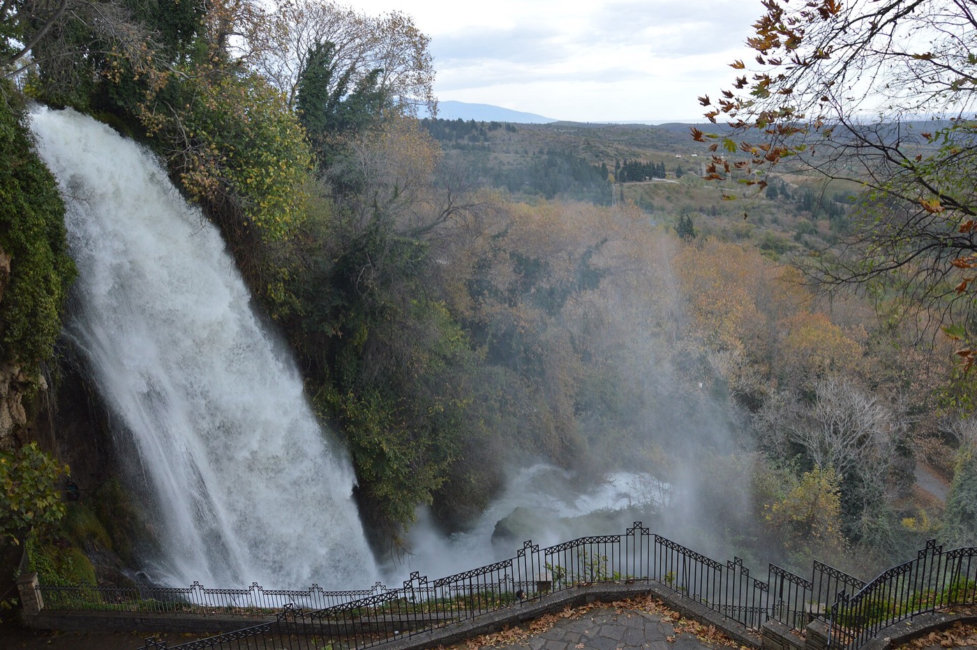 The Karanos waterfall in Edessa framed by autumn foliage