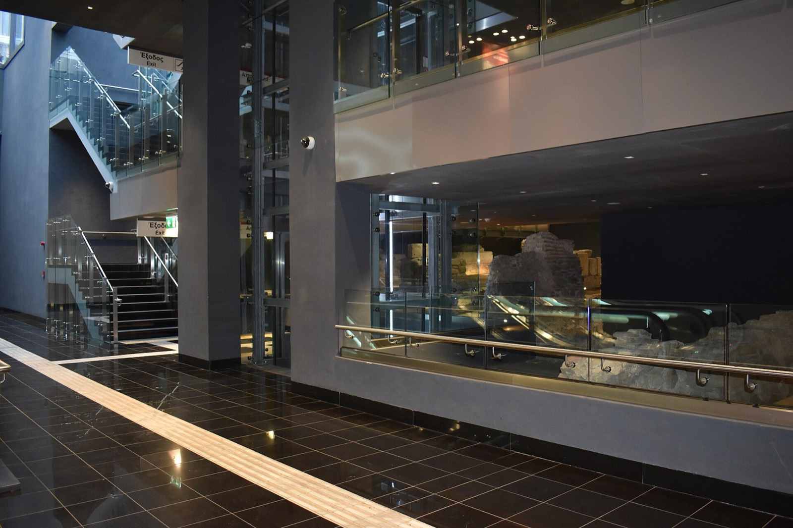 Venizelou metro station interior with the ancient Byzantine road excavation on display